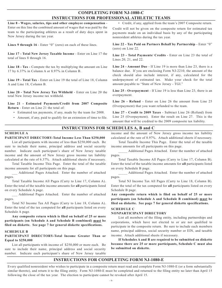 nonresident composite return and schedules a b and c st 8 form nj