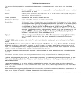 Nonresident Seller's Tax Declaration