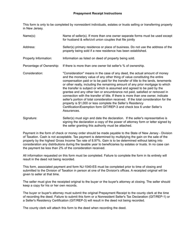Nonresident Seller's Tax Prepayment Receipt PDF