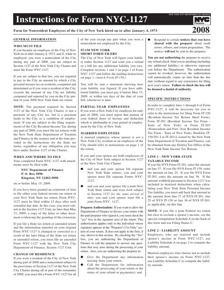nyc 1127 form for nonresident employees of the city of new york hired 1127 form