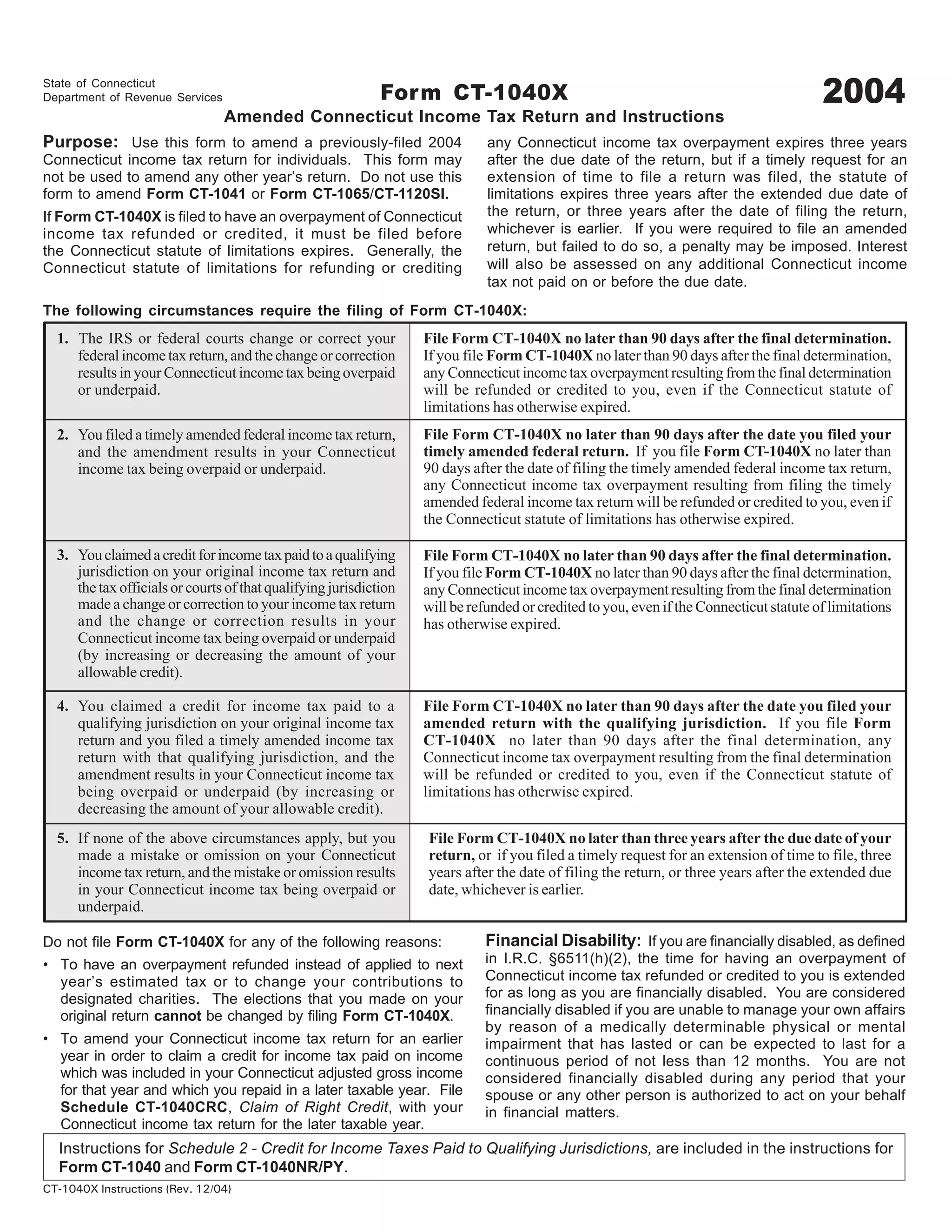 2004 form ct 1040x pdf