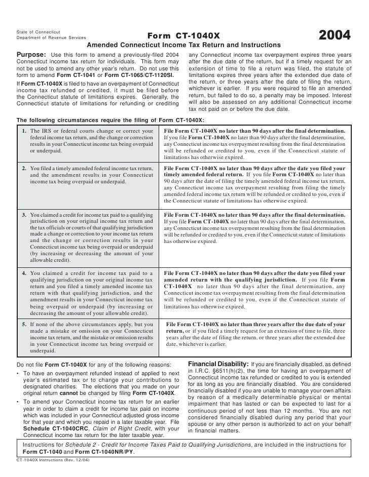 2004 form ct 1040x connecticut tax form