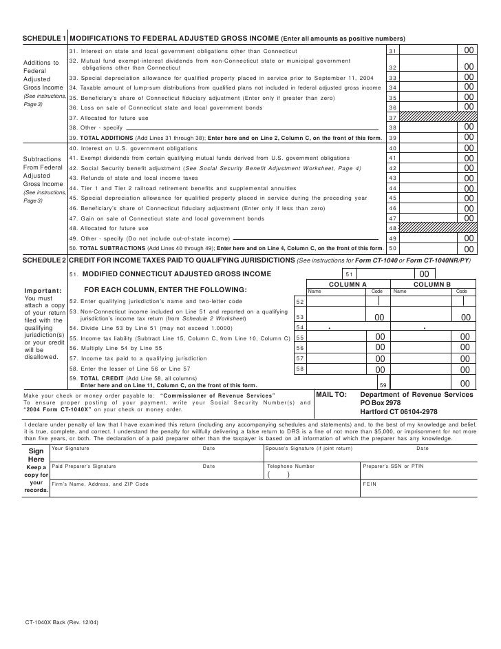 2004 form ct 1040x