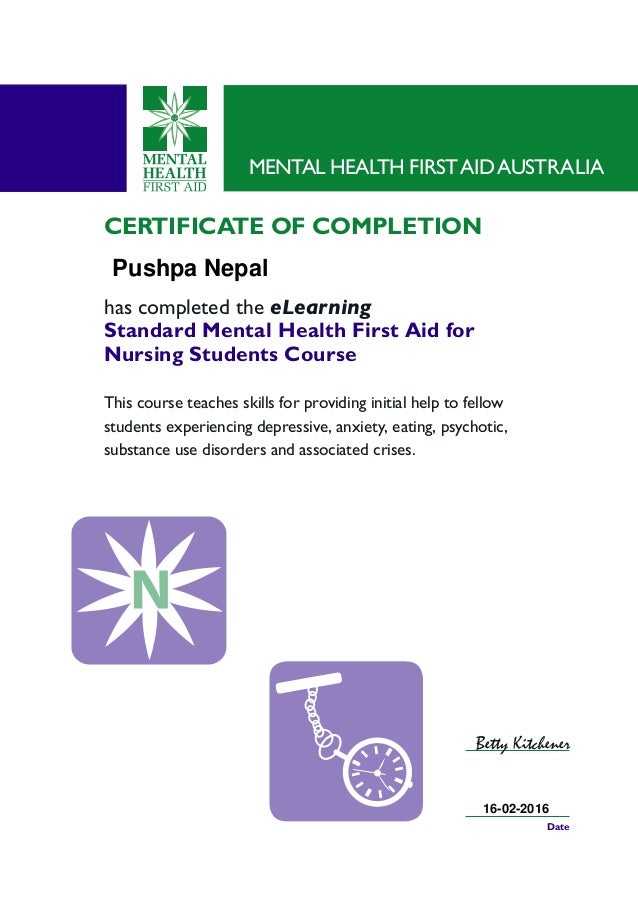 mental health first aid certificate