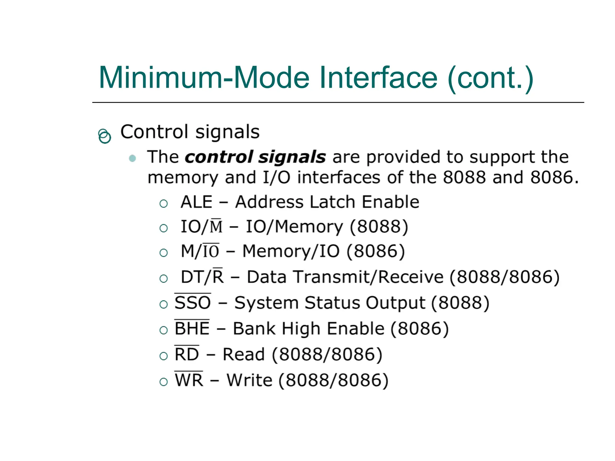 Minimum-Mode Interface (cont.)
 