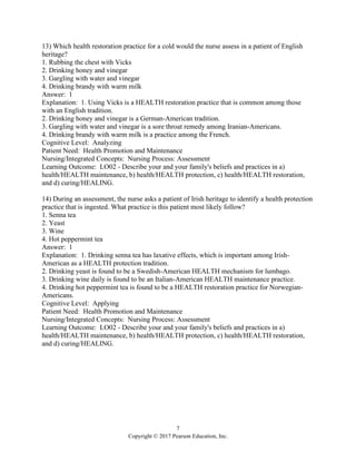 Cultural Diversity in Health and Illness 9th Edition Spector Test Bank ...