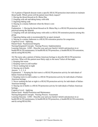 Cultural Diversity in Health and Illness 9th Edition Spector Test Bank ...