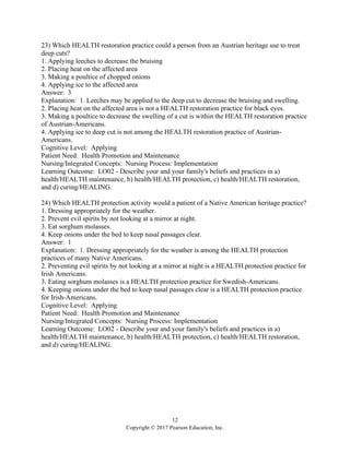 Cultural Diversity in Health and Illness 9th Edition Spector Test Bank ...