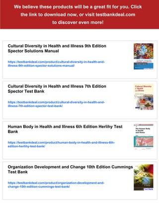 Cultural Diversity in Health and Illness 9th Edition Spector Test Bank ...