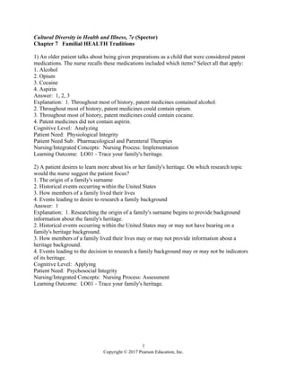 Cultural Diversity in Health and Illness 9th Edition Spector Test Bank ...