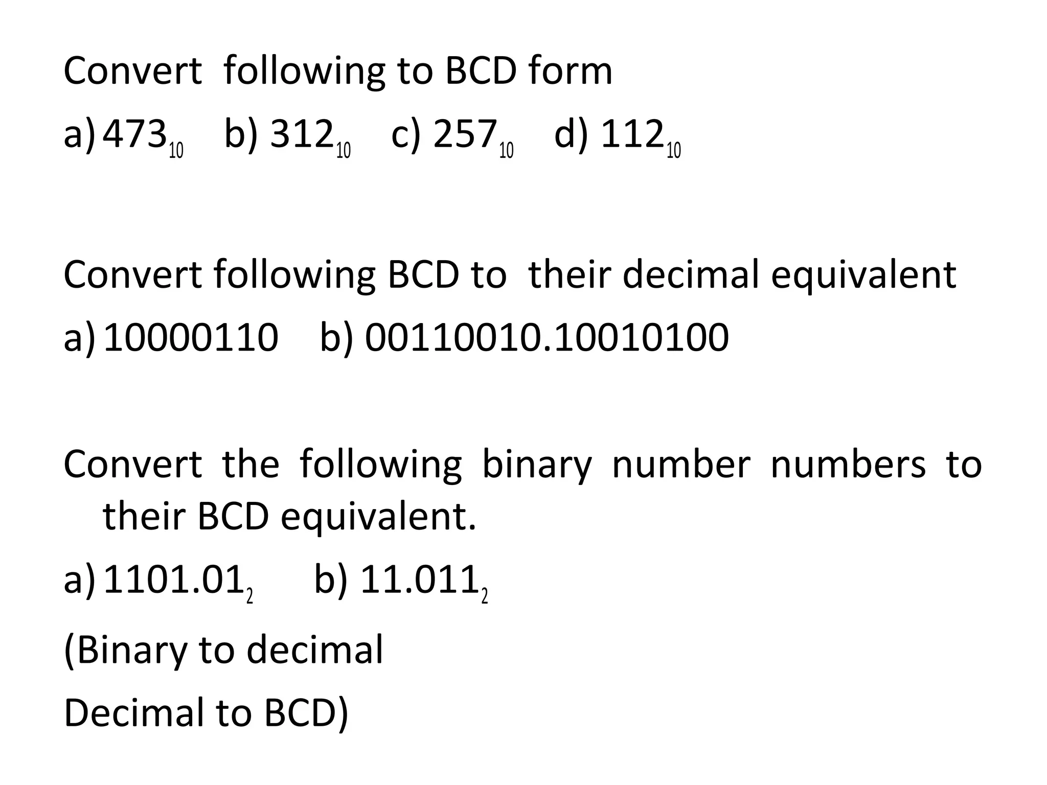 BCD,GRAY and EXCESS 3 codes | PPT