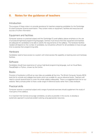 O'levels Computer Science 2210 Syllaybus 2015 | PDF