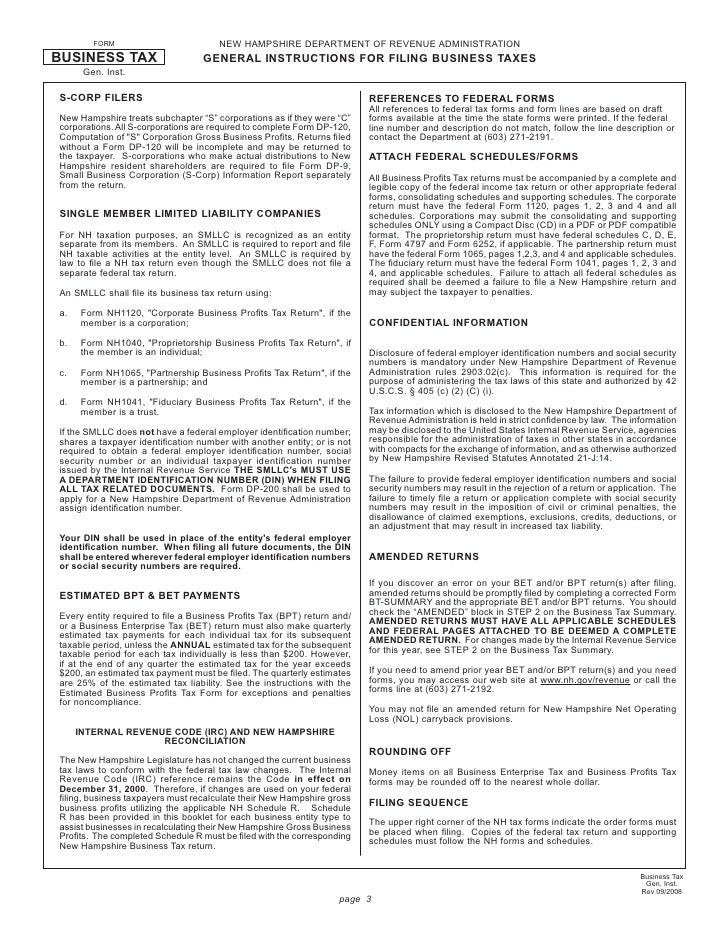 taxpayer forms booklet for 2008 new hampshire state tax form