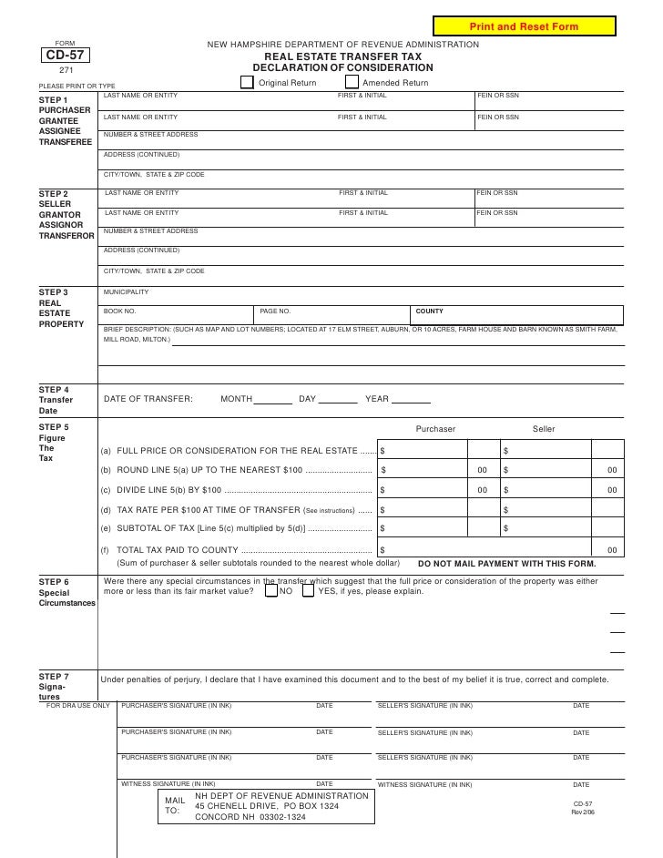 Real Estate Transfer Tax Declaration of Consideration