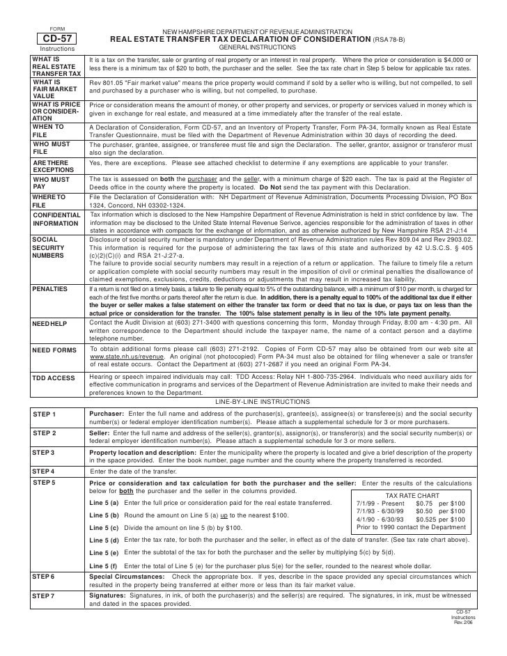 Real Estate Transfer Tax Declaration of Consideration