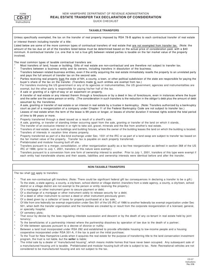 Real Estate Transfer Tax Declaration of Consideration