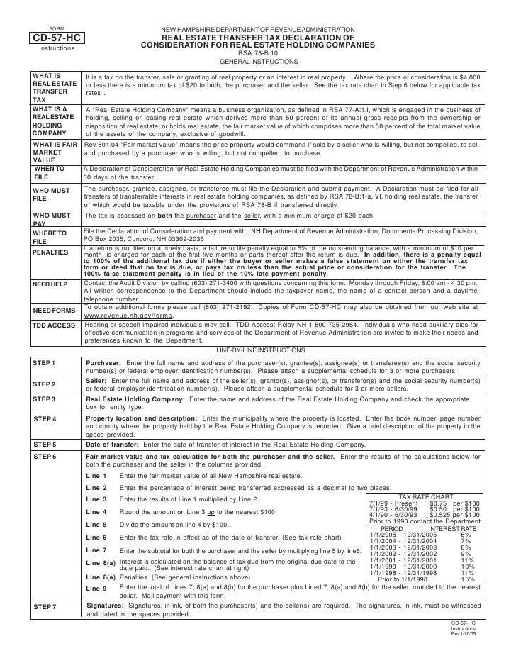 Real Estate Transfer Declaration of Consideration for Holding Compani…