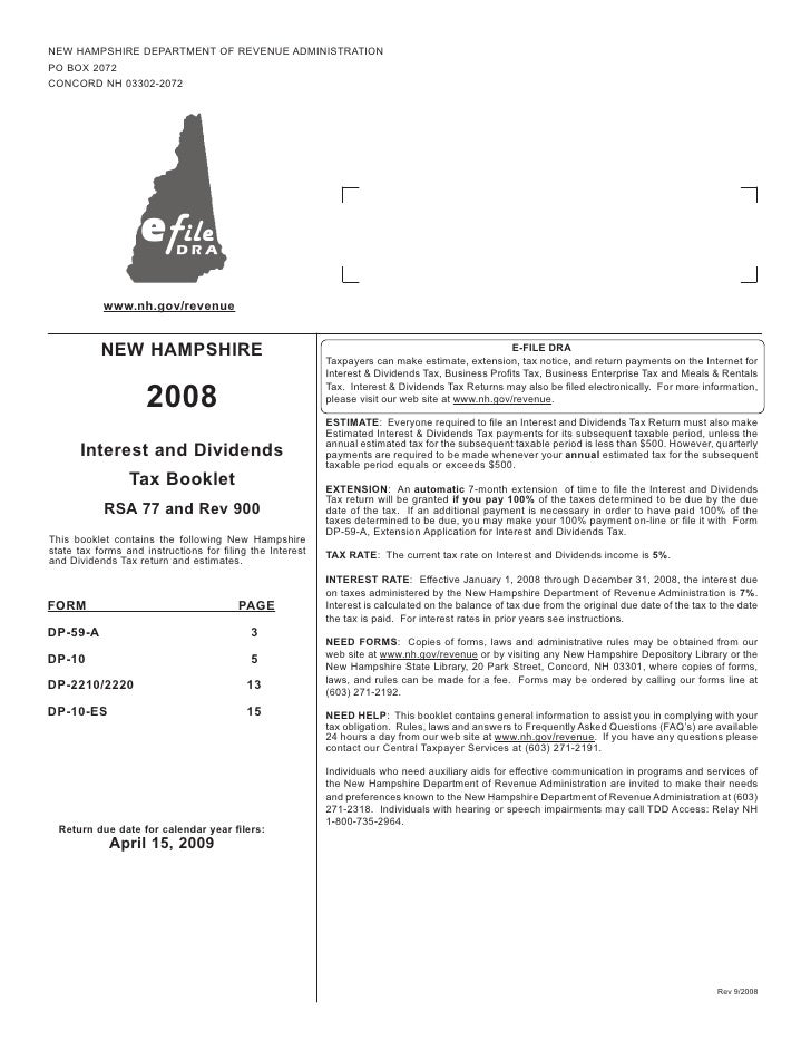 Interest and Dividends Tax Booklet