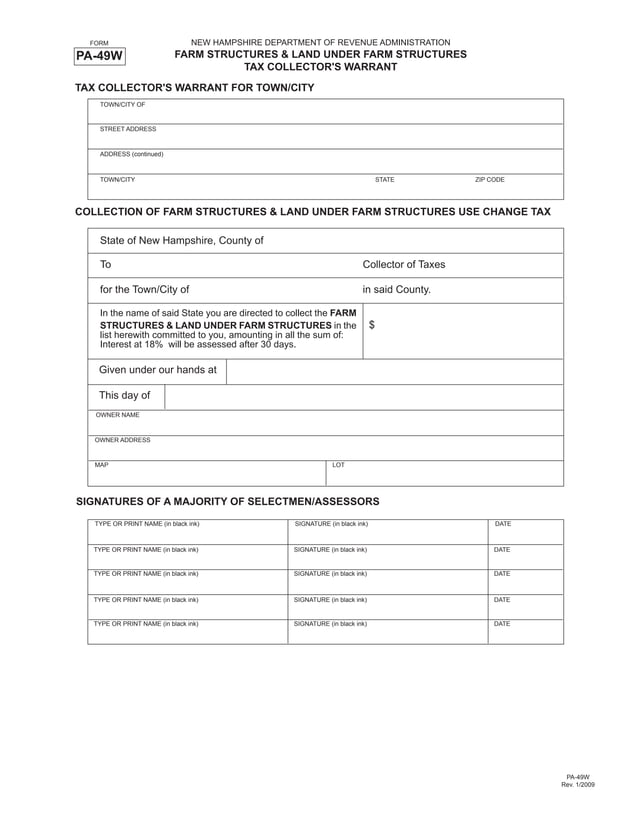 Tax Collector's Warrant Farm Structures & Land Under Farm Structures