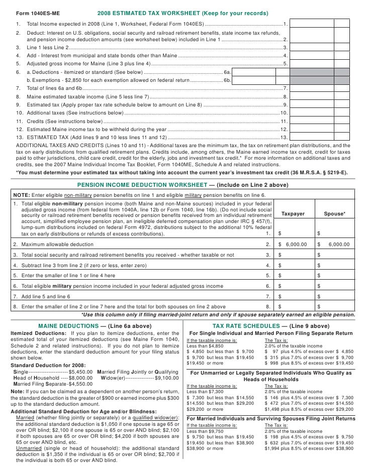 1040ESME vouchers for estimated tax payments