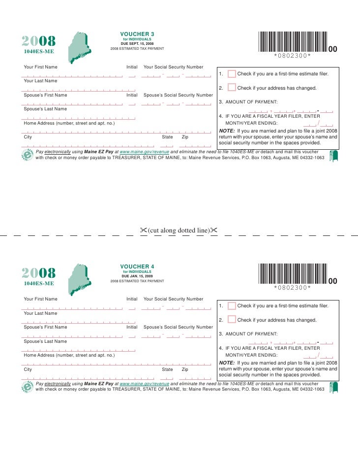 Estimated tax payment coupons 2018