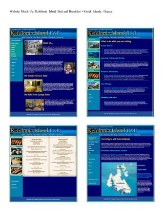 Website Mock-Up: Kefolonia Island Bed and Breakfast • Greek Islands, Greece