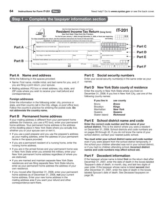 IT-201 Resident Income Tax Return (long form) and instructions (including IT-201-ATT ...
