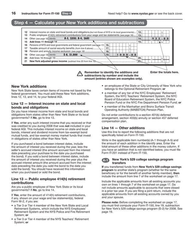 IT-201 Resident Income Tax Return (long form) and instructions ...