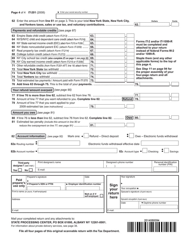 IT-201-ATT Other Taxes and Tax Credits – Attachment to Form IT-201