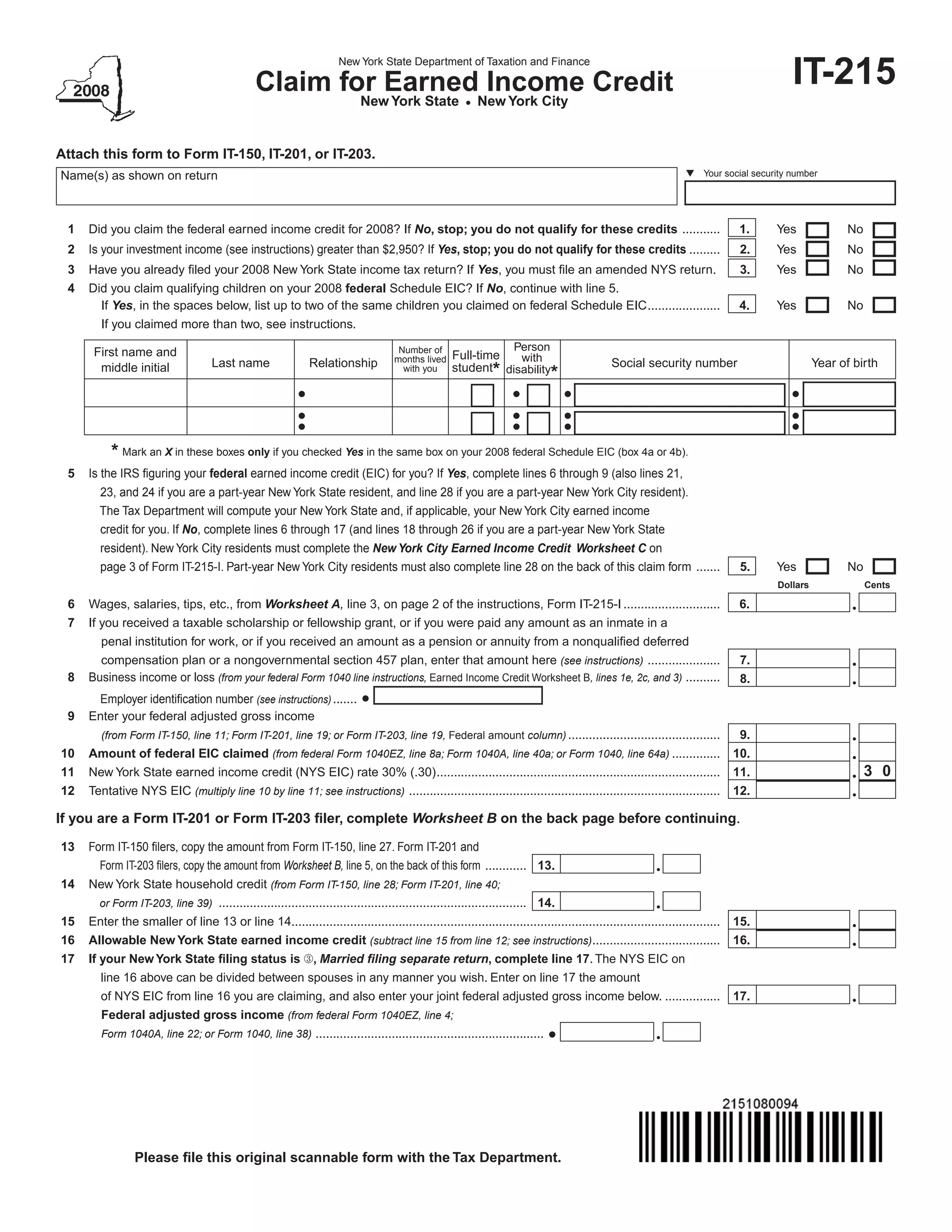 IT2104 Employee's Withholding Allowance Certificate PDF
