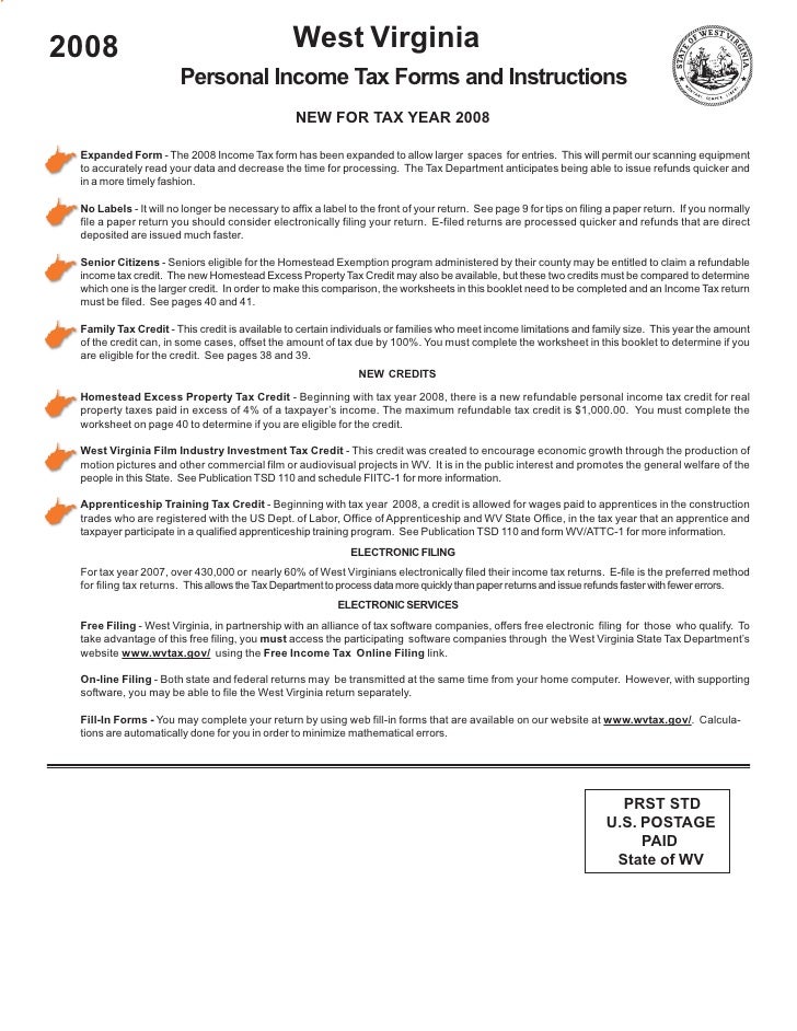 2008 individual tax return instructions wv state tax extension form