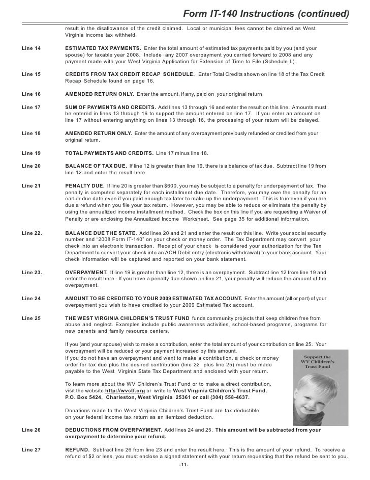 2008 individual tax return instructions wv state tax extension form