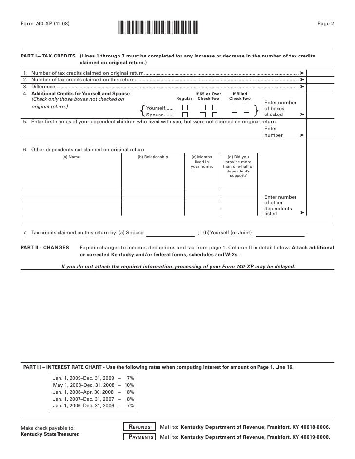 740 XP Amended Kentucky Individual Income Tax Return 2004 And Prior 740 XP Amended Kentucky Individual Income Tax Return 2004 And Prior