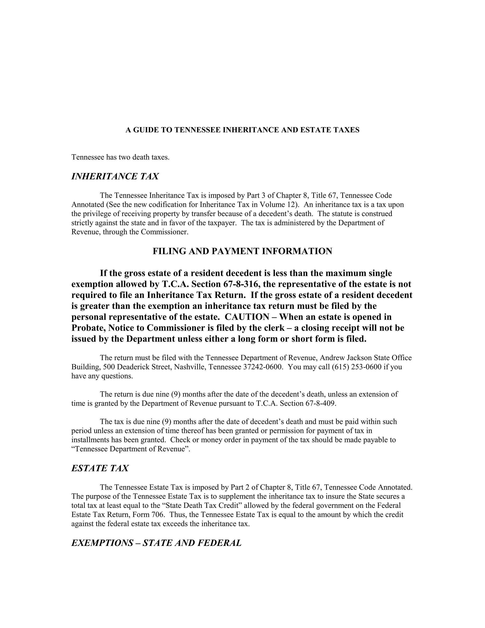 Fill-in State Inheritance Tax Return (Short Form) | PDF