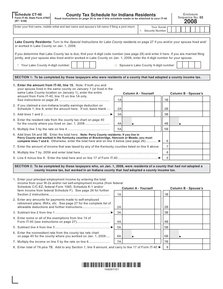 Indiana County Tax Chart