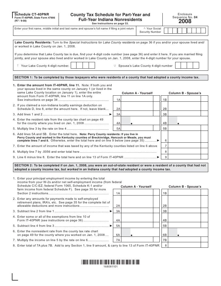 Indiana County Tax Chart