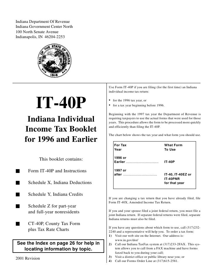 Indiana County Tax Chart