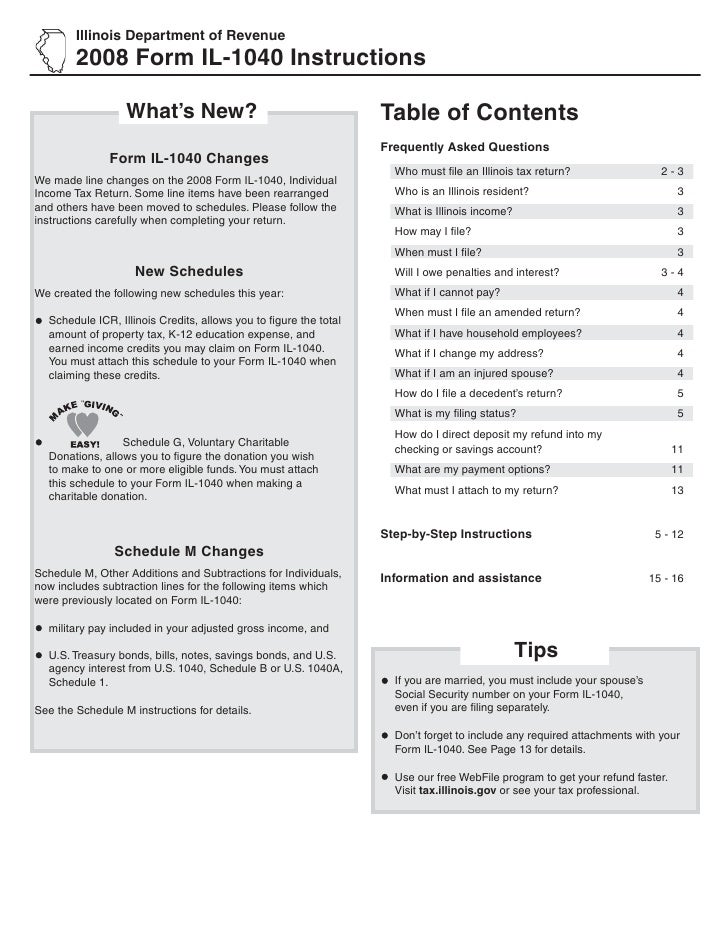 illinois individual income tax return illinois 1040 ez form