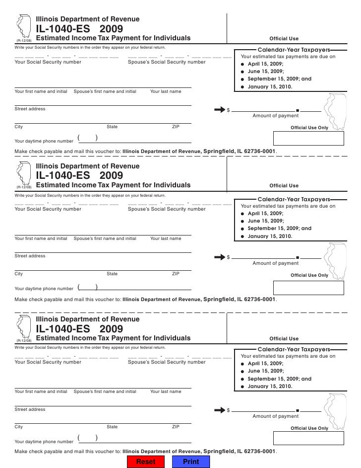 2009 estimated income tax payments for individuals form il1040
