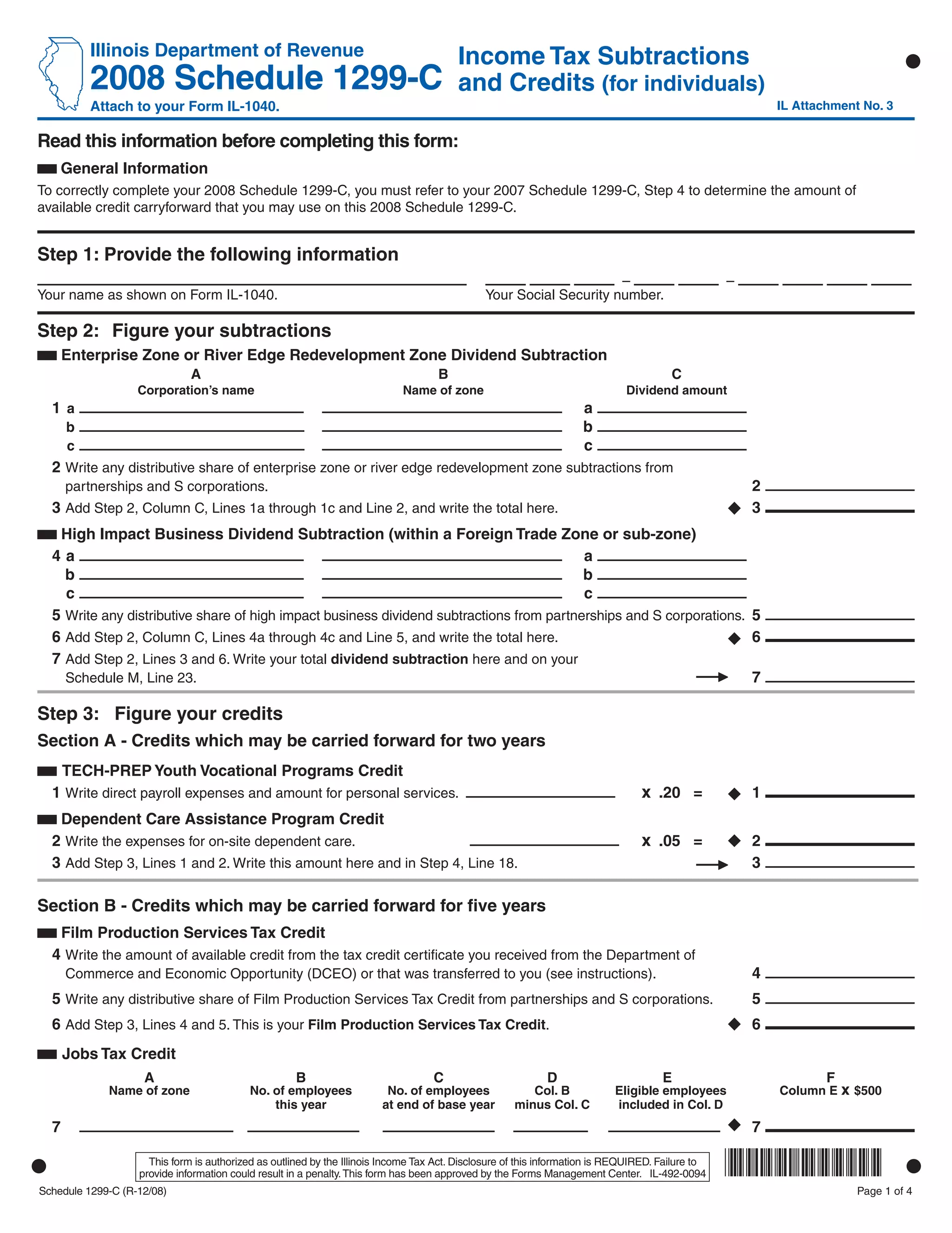 Income Tax Subtractions & Credits