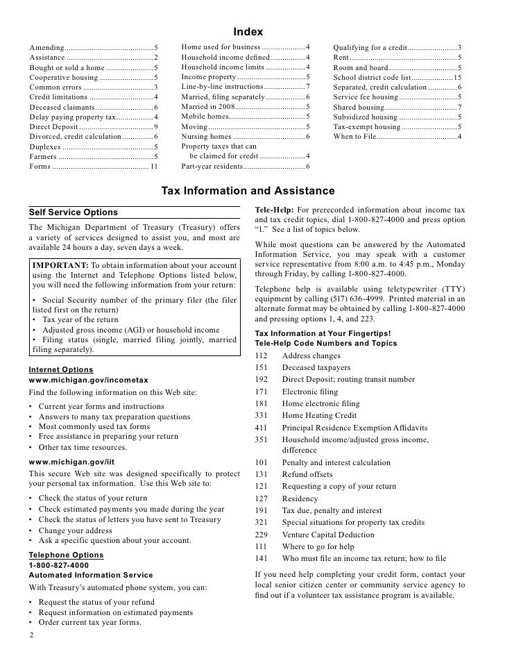 Mi 1040cr 2booklet Michigan Gov Documents Taxes