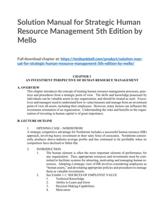 Solution Manual for Strategic Human Resource Management 5th Edition by ...