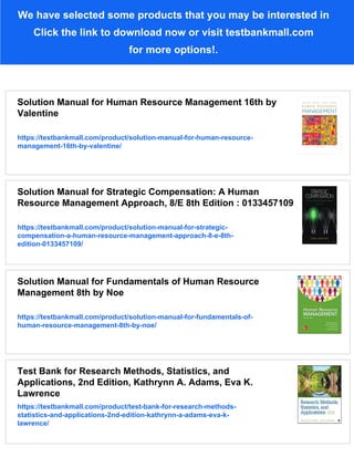 Solution Manual for Strategic Human Resource Management 5th Edition by ...
