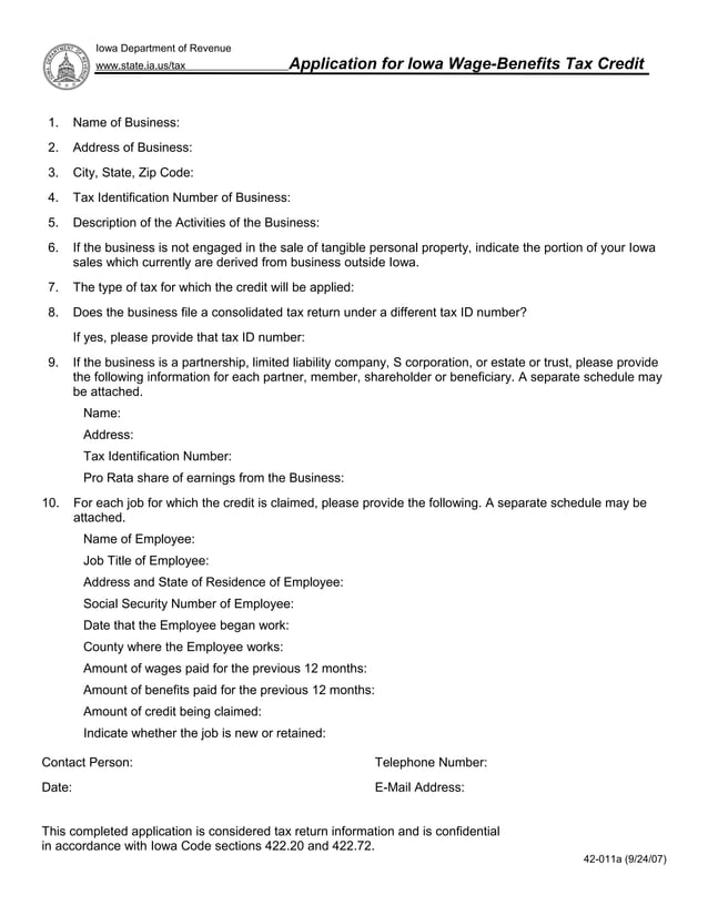 state.ia.us tax forms 42011 | PDF