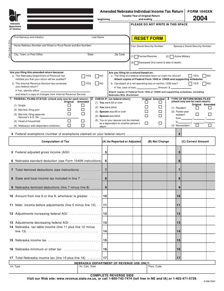 Revenue Ne Gov Tax Current F 1040xn 2004