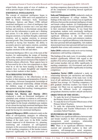 Emotional Intelligence and Teacher Effectiveness of Secondary School ...