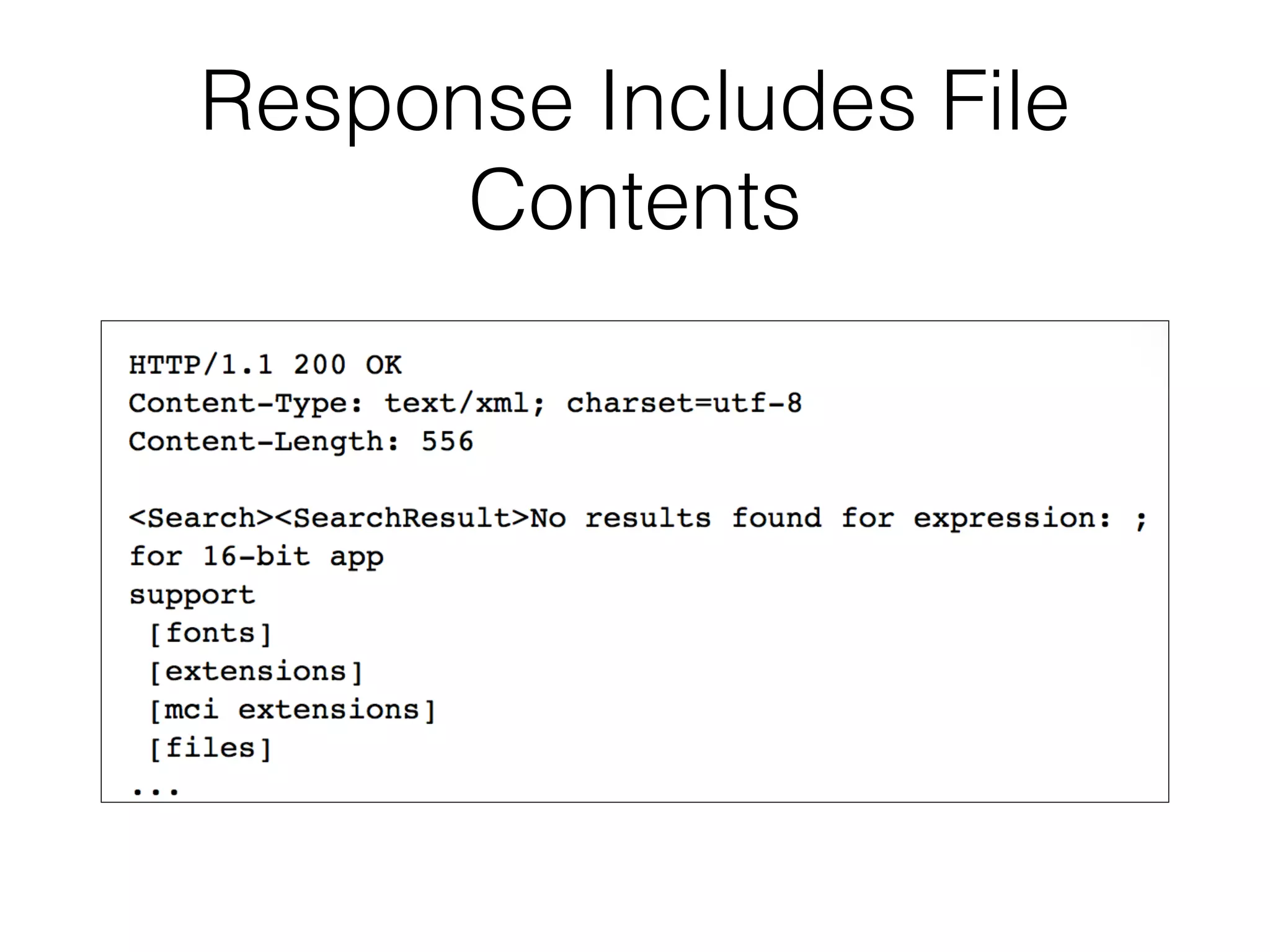 Response Includes File
Contents
 