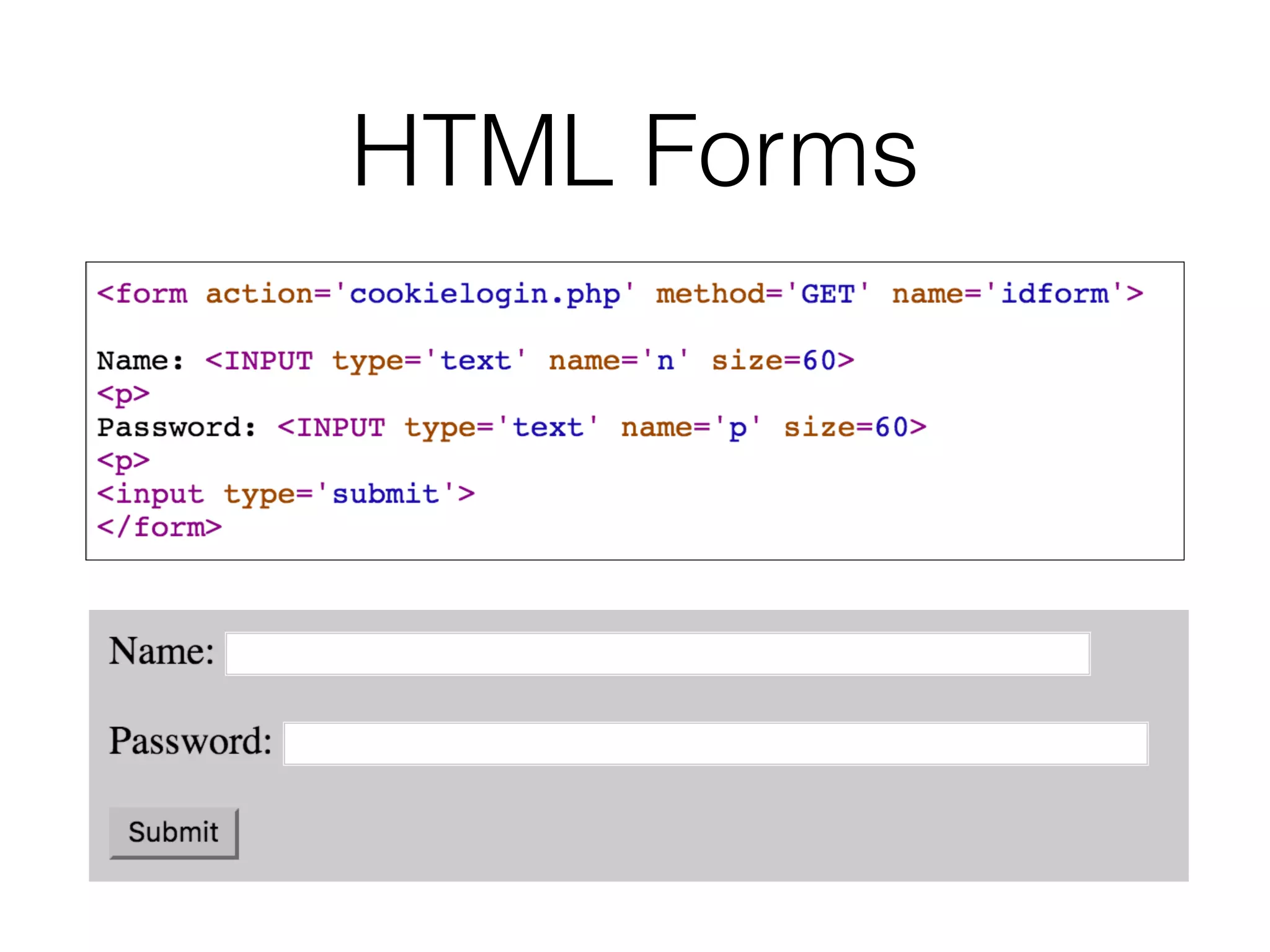 HTML Forms
 