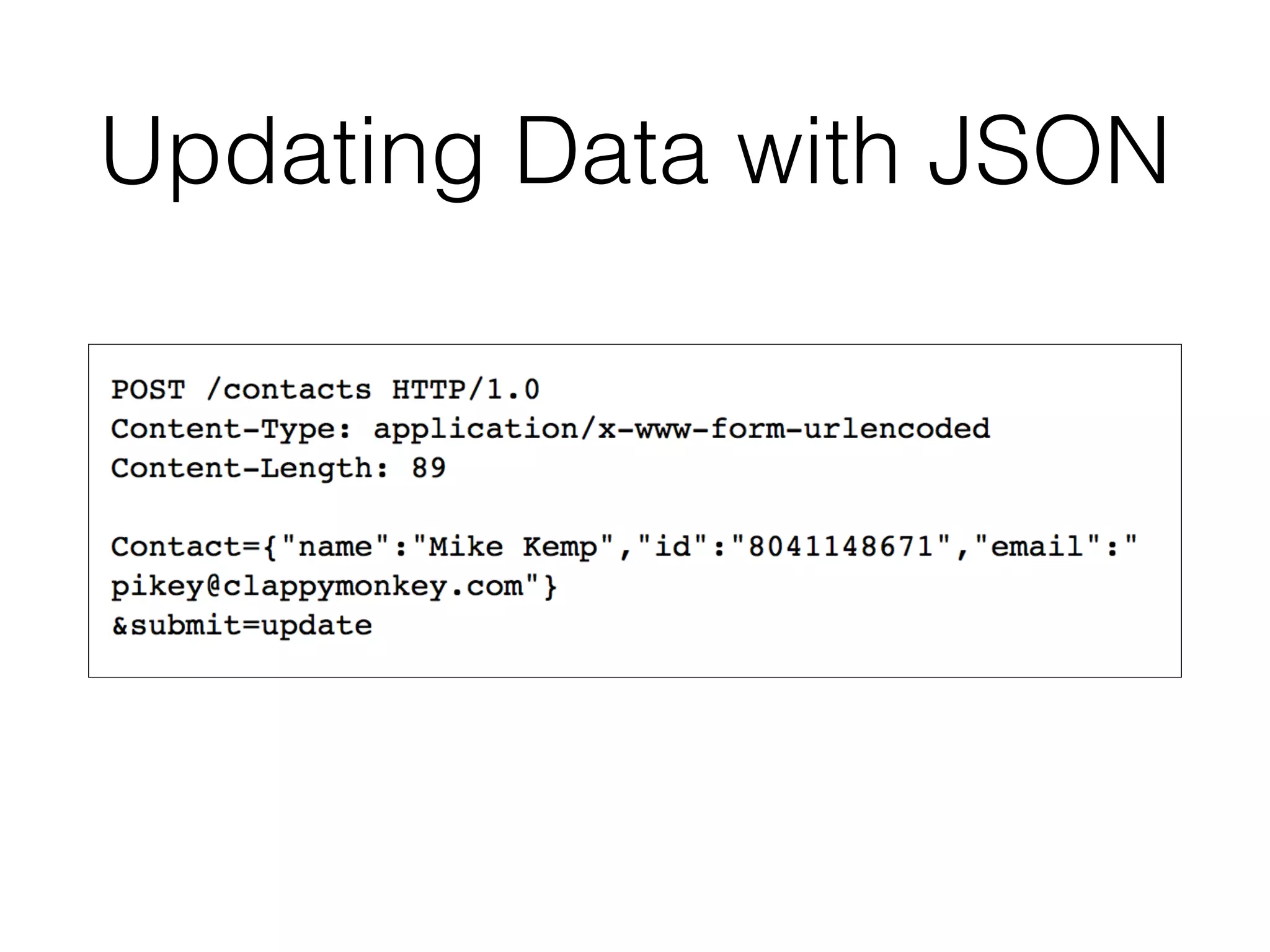 Updating Data with JSON
 